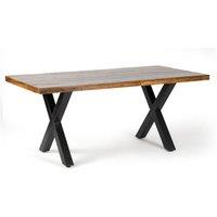 Jaipur Furniture Ltd Induse 'X' Leg Dining Table - Mango Wood/Iron - L100 x W220 x H76 cm in Brown