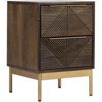 Jaipur Furniture Ltd Zaine Carving 2 Drawer Bedside Table - Mango Wood - L38 x W38 x H54 cm in Brown