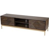 Jaipur Furniture Ltd Zaine Carving TV Unit - Mango Wood - L40 x W160 x H46 cm - Dark Finish in Brown