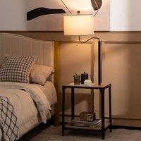 Costway Floor Lamp Bedside Nightstand End Table Lamp W/ End Table & USB Charging Ports