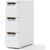 Costway 3-Drawer Narrow Storage Cabinet Bathroom Rolling Plastic Cart Container in White