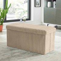 VOGREX Mink L Ribbed Storage Box Large Capacity Ottoman in Light Beige