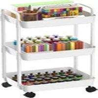 EONLION 3 Tier White Storage Trolley Cart on Wheels Kitchen Rack