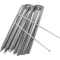 VOGREX 50PCS Galvanised Steel Securing Membrane Weed Control in Silver