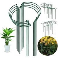 VOGREX 24PCS Bow Plant Support Stakes Half Round Flower Support in Green