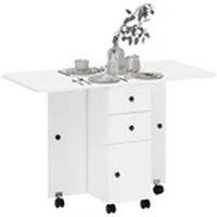 EONLION Folding Dining Table, Drop Leaf Table With Drawers White