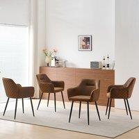 SONARA Set of 4 Modern Faux Suede Dining Chairs With Ergonomic Design in Brown