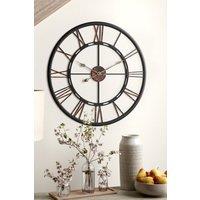 Living and Home 60cm Dia Black Skeleton Roman Numeral Wall Clock