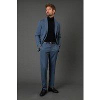 Burton Men's Airforce Wool Blend Stretch Slim Fit Suit Trousers in Blue | Size: 30S