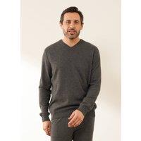 Truly Men's Charcoal Cashmere V Neck Jumper in Grey | Size: Large