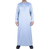 Arabic Thobes Men's Thobe Robe Satin Emirati Islamic Jubba Eid Slim Fit in Grey | Size: XL
