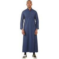 Arabic Thobes Men's Thobe Arab Saudi Emirati Islamic Clothing Jubba Robe in Blue | Size: 56L