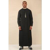 Arabic Thobes Men's Thobe Arab Saudi Emirati Islamic Clothing Jubba Robe in Black | Size: 56L