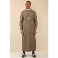 Arabic Thobes Men's Thobe Arab Saudi Emirati Islamic Clothing Jubba Robe in Brown | Size: 58L