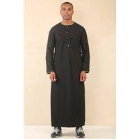Arabic Thobes Men's Omani Eid Thobe Saudi Emirati Jubba Robe in Black | Size: 52L