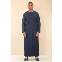 Arabic Thobes Men's Omani Eid Thobe Saudi Emirati Jubba Robe in Blue | Size: 58L