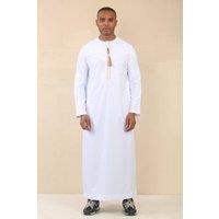 Arabic Thobes Men's Omani Eid Thobe Saudi Emirati Jubba Robe in White | Size: 60L