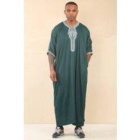 Arabic Thobes Men's Moroccan Thobe Jubba Robe Eid Djellaba Gandoura in Green | Size: 54L