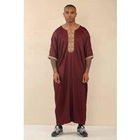 Arabic Thobes Men's Moroccan Thobe Jubba Robe Eid Djellaba Gandoura in Red | Size: 52L