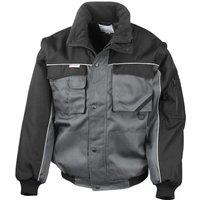 Result Men's Heavy Duty Zip-off Sleeves Pilot Jacket in Grey | Size: Medium