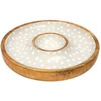 dexam Sintra Mango Wood Spotted Chip & Dip Bowl - Stone