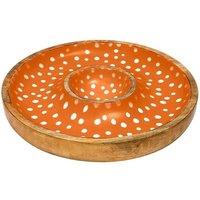 dexam Sintra Mango Wood Spotted Chip & Dip Bowl - Ochre