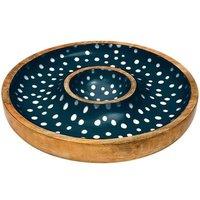 dexam Sintra Mango Wood Spotted Chip & Dip Bowl - Ink Blue