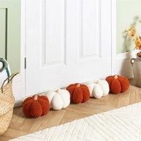 OHS Pumpkin Shaped Boucle Decorative Draught Excluder in Burnt Orange