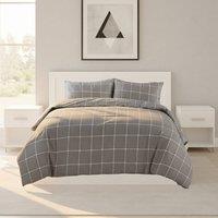 Snug City Box Dot Pattern Duvet Cover Set Soft Easy Care Contemporary Bedding in Grey | Size: King