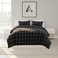 Snug City Box Dot Pattern Duvet Cover Set Soft Easy Care Contemporary Bedding in Black | Size: Super King