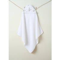 Truly Hooded Eucalyptus Print Baby Towel in White