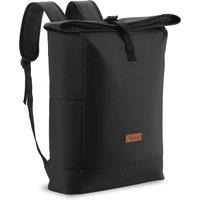 VonShef Insulated Water-Resistant with Padded Shoulders & Removable Insert Roll-Top Cooler Backpack 26L in Black