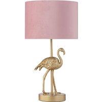 First Choice Lighting Flamingo - Gold Table Lamp with Pink Velvet Shade