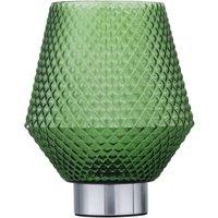 First Choice Lighting Porter - Battery Operated Chrome Lamp with Green Textured Glass in Silver