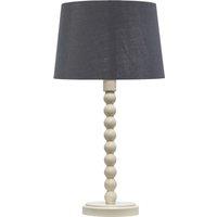 First Choice Lighting Bobbin - Ivory Lamp with Grey & Silver Shade in White