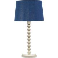 First Choice Lighting Bobbin - Ivory Lamp with Navy & Silver Shade in White