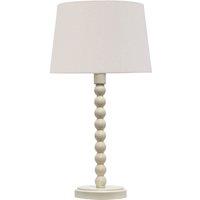First Choice Lighting Bobbin - Ivory Lamp with Natural Linen Shade in White