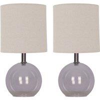 First Choice Lighting Set of 2 Buck - Clear Glass Table Lamp with Natural Linen Shades