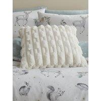 Bianca 'Carved Faux Fur' Cushion in Cream | Size: 50 cm x 50 cm