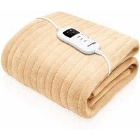 Dreamcatcher Deluxe Electric Throw Heated Double Over Blanket Soft Fleece Timer in Cream