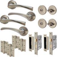 AFIT Satin Nickel Bathroom Twist Door Handles 2 PK, WC Lock HingesThumbturn in Silver | Size: 150mm x 150mm