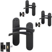 AFIT Black Internal Twist Door Handles with Latch 3 Pairs Novi Range | Size: 150mm x 150mm