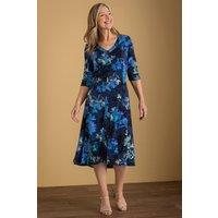 Anna Rose Women's Floral Print Shirt Dress in Navy | Size: 16