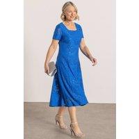 Anna Rose Women's Embossed Panelled Dress in Blue | Size: 10