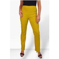 Paulo Due Women's Stretch Elastic Waist Trousers Straight Leg in Mustard | Size: 18