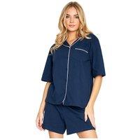CityComfort Women's Short Pyjama Set Button Down PJ Short Sleeve Sleepwear Nightwear in Navy | Size: XL