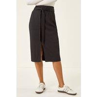 Roman Women's Textured Belted Pencil Skirt in Black | Size: 20