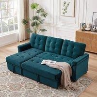 FURNITURE ONE L-shaped corner Sofa Bed with Storage, Padded Sectional Sofa Reversible Storage in Dark Green | Size: 1 Pack