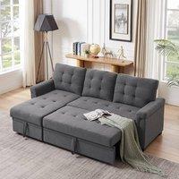 FURNITURE ONE L-shaped corner Sofa Bed with Storage, Padded Sectional Sofa Reversible Storage in Light Grey | Size: 1 Pack