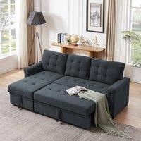 FURNITURE ONE L-shaped corner Sofa Bed with Storage, Padded Sectional Sofa Reversible Storage in Dark Grey | Size: 1 Pack